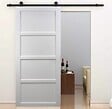 GD MENUISERIES - Porte Coulissante Tamera blanc 4 panneaux H204 x L93 cm, Rail roulettes - vignette