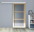 GD MENUISERIES - Porte Coulissante Ayous 3 Panneaux Gris Clair H204 x L73 cm, Rail alu Bandeau Blanc - vignette