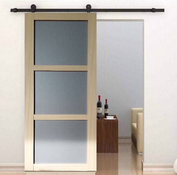GD MENUISERIES - Porte Coulissante Ayous 3 Panneaux Gris Clair H204 x L73 cm, Rail roulettes - large