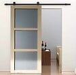 GD MENUISERIES - Porte Coulissante Ayous 3 Panneaux Gris Clair H204 x L73 cm, Rail roulettes - vignette