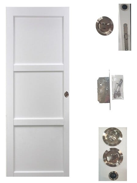 GD MENUISERIES - Porte Coulissante Korya Blanc 3 panneaux H204 x L93 cm, Galandage, kit de finition - large