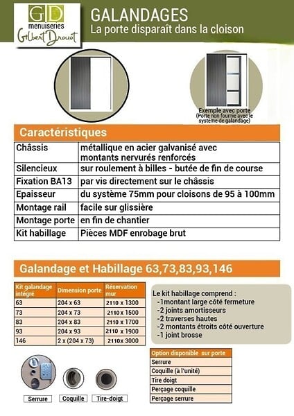 GD MENUISERIES - Porte Coulissante Gris Taupe RAL 7006 Vitrage transparent H204 x L83 cm, Galandage, Kit de finition - large