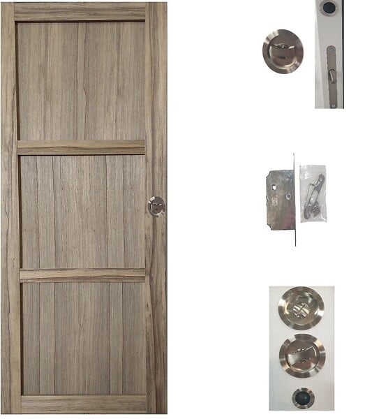 GD MENUISERIES - Porte Coulissante bois Frake 3 Panneaux H204 x L73 cm, Galandage, kit de finition - large