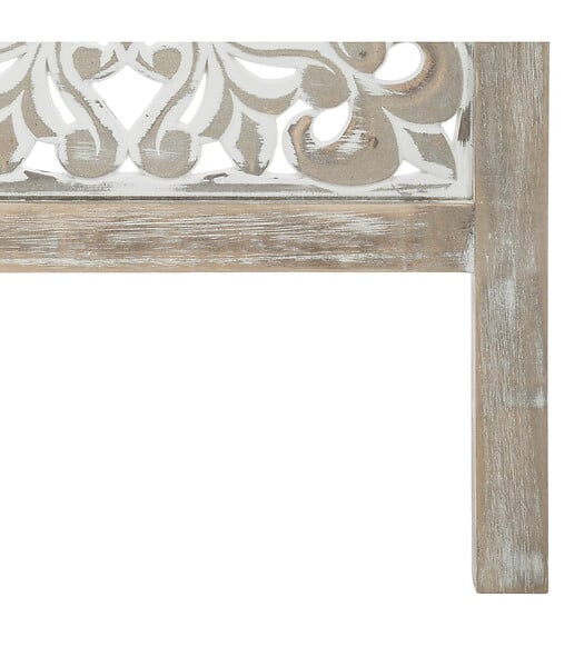 ATMOSPHERA - Paravent etnik en Bois sculpté et blanchi H 169 cm - large