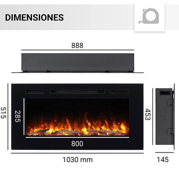 BALDERIA - Cheminée électrique BALDERIA Fiamma 40 - Cheminée encastrable - noir - large