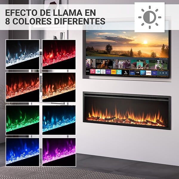 BALDERIA - Cheminée électrique BALDERIA Atalanta 60 - Cheminée encastrable, 1500 W - Noir - large