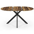 ID MARKET - Table à manger extensible ronde ALIX 4-8 personnes pied araignée noir et plateau bois foncé HAWKINS 110-150 cm - vignette