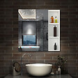 AICA SANITAIRE - AICA Armoire de Toilette Mural avec Miroir Niches Intégrées et Rangement Fermé - Moderne, Blanc, 60x70 cm - vignette