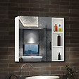 AICA SANITAIRE - AICA Armoire de Toilette Mural avec Miroir Niches Intégrées et Rangement Fermé - Moderne, Blanc, 80x70 cm - vignette