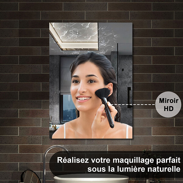 AICA SANITAIRE - AICA Armoire de Toilette Mural avec Miroir et Rangement - Moderne, Anthracite, 60x70 cm - large