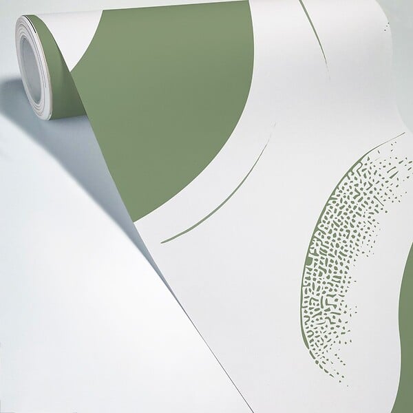 99DECO - Papier peint panoramique - Méandre - Vert - intissé : 150g/m² - 7 lés : 336x270cm - large