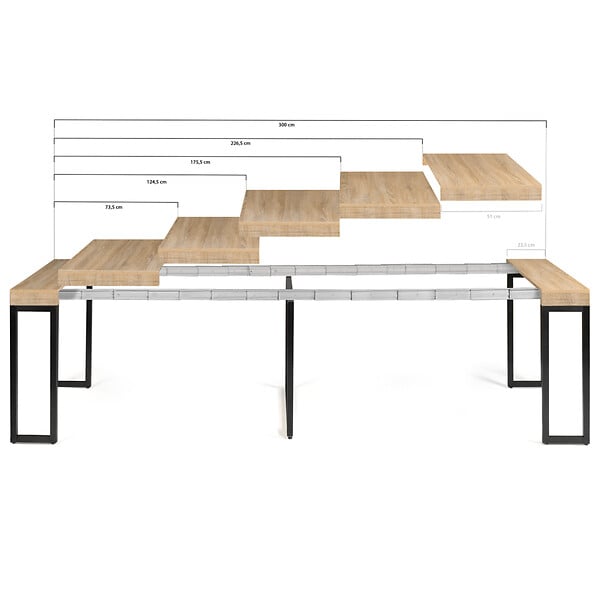 ID MARKET - Table console extensible TORONTO 14 personnes 300 cm design industriel - large