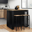 ID MARKET - Table de bar îlot JUNO bois noir et plateau façon hêtre - vignette