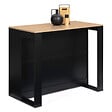 ID MARKET - Table de bar îlot JUNO bois noir et plateau façon hêtre - vignette