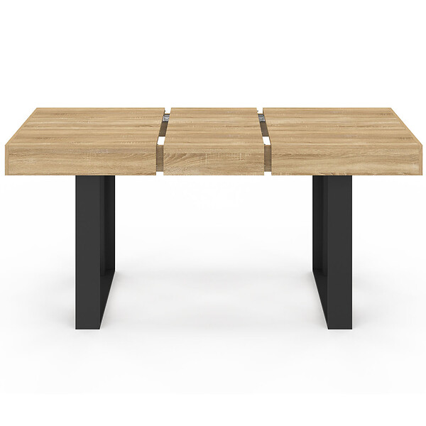 ID MARKET - Table à manger extensible rectangle PHOENIX 4-6 personnes bois et noir 120-160 cm - large