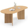ID MARKET - Table à manger extensible ovale MARTHE 6 -10 personnes bois façon hêtre 160-200 cm - vignette