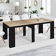 ID MARKET - Table console extensible ORLANDO 10 personnes 235 cm bois noir et façon hêtre - vignette