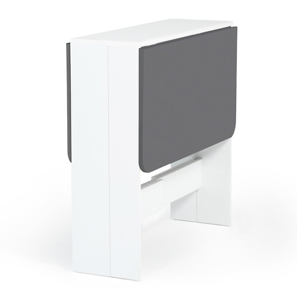 ID MARKET - Table console pliable EDI 2-4 personnes bois blanc plateau gris 103 x 76 cm - large