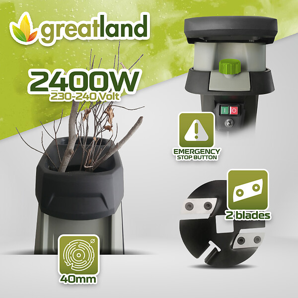 GREATLAND - Broyeur de végétaux électrique 2400W - large