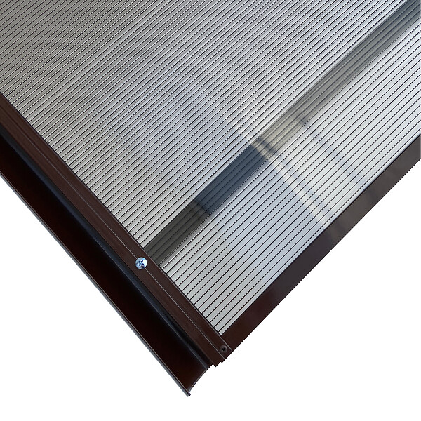 STARKEDACH - Auvent à cadre en aluminium RODEO R-150 8017 bombé avec revêtement en polycarbonate - large