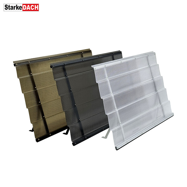 STARKEDACH - Auvent à cadre en aluminium STARKEDACH DIAMONDS Straight T-150 7035 avec revêtement monolithique en polycarbonate - large
