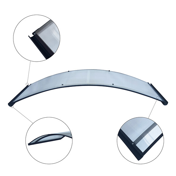 STARKEDACH - Auvent à cadre en aluminium RODEO R-150 7016 bombé avec revêtement en polycarbonate - large