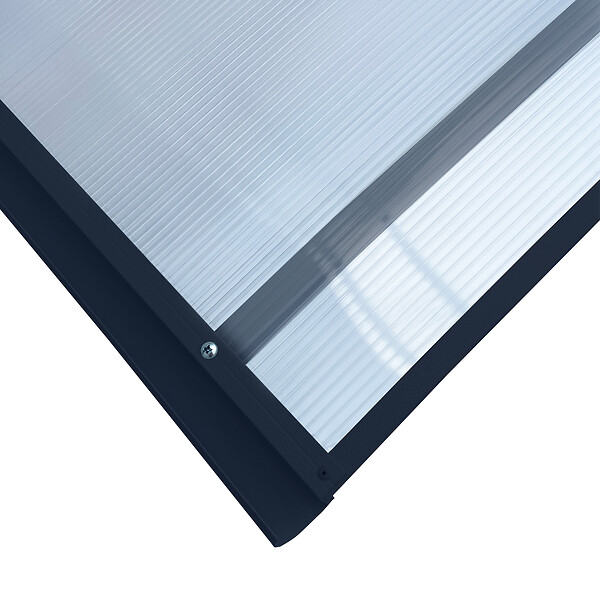 STARKEDACH - Auvent à cadre en aluminium RODEO R-150 7016 bombé avec revêtement en polycarbonate - large