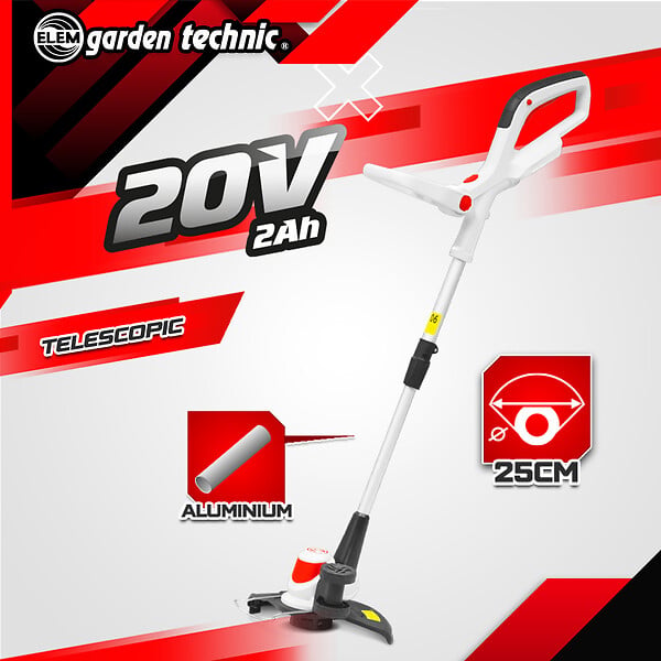 ELEM GARDEN TECHNIC - Tondeuse et coupe bordures rechargeables 20V max + 2 batteries  . - large