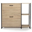 ID MARKET - Meuble à chaussures 12 paires LUIS 2 portes avec étagère design industriel - vignette