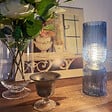 C-CREATION - Lampe table verre strié bleu E27 - vignette