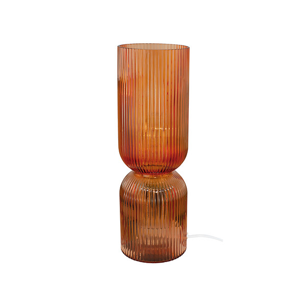C-CREATION - Lampadaire de table - Verre strié - Charmy - Vermillon - E27 - large
