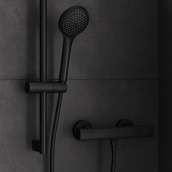 ESSEBAGNO - Carra mitigeur douche thermostatique noir - large