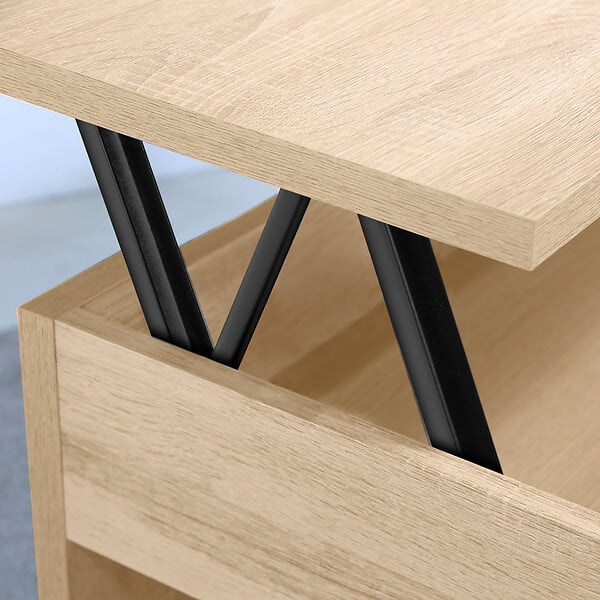 EMUCA - Jeu de ensemble de mécanismes de levage pour table basse, permet de lever la table de 135mm, Acier, Peint en noir - large