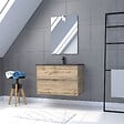 AURLANE - Meuble salle de bain 80x54 - Finition chene naturel + vasque noire + miroir Led - TIMBER 80 - Pack33 - vignette