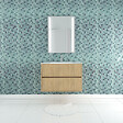AURLANE - Pack Meuble Salle de Bains 80cm Chêne Clair 2 Tiroirs, Vasque, Miroir 60x80 à Leds intégrées - XENOS - vignette