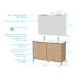 AURLANE - Meuble Salle de Bains 120 cm Chêne Clair 4 Portes, Vasque, Miroirs 60x80 et Réglettes Led - XENOS - vignette
