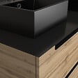 AURLANE - Meuble salle de bains 120cm Chêne et noir, Vasques carrées et Miroir Black Led 120x70 - OMEGA - vignette