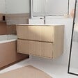AURLANE - Pack Meuble Salle de Bains 80 cm Chêne Clair, 2 tiroirs avec Vasque Céramique - XENOS - vignette