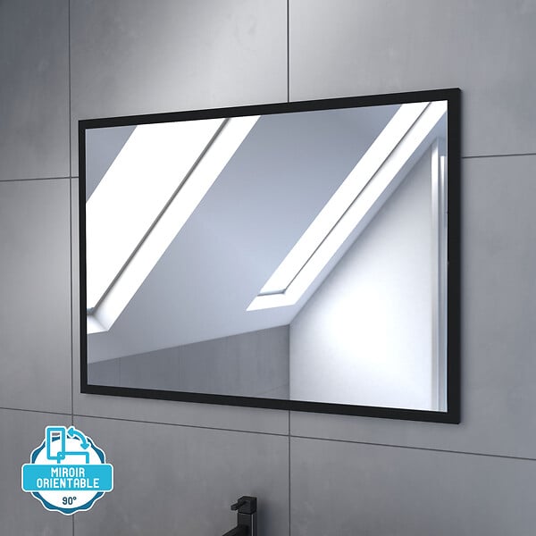 AURLANE - Meuble salle de bains 80cm décor chene naturel 3 tiroirs - Vasque noire et Miroir - TIMBER - large