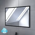 AURLANE - Meuble salle de bains 80cm décor chene naturel 3 tiroirs - Vasque noire et Miroir - TIMBER - vignette