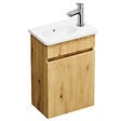 BURGBAD - Pack meuble suspendu lave-mains Joline chêne + Robinet lave-mains eau froide Duravit Wave Inox brossé - vignette