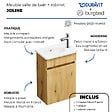 BURGBAD - Pack meuble suspendu lave-mains Joline chêne + Robinet lave-mains eau froide Duravit Wave Inox brossé - vignette