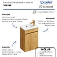BURGBAD - Pack meuble suspendu lave-mains Joline chêne + Robinet lave-mains eau froide Duravit Wave bronze brossé - vignette