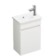 BURGBAD - Pack meuble suspendu lave-mains Joline blanc mat + Robinet lave-mains eau froide Duravit Wave Inox brossé - vignette