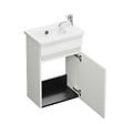 BURGBAD - Pack meuble suspendu lave-mains Joline blanc mat + Robinet lave-mains eau froide Duravit Wave Inox brossé - vignette