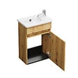 BURGBAD - Pack meuble suspendu lave-mains Joline chêne + Robinet lave-mains eau froide Duravit Wave Doré poli - vignette