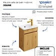 BURGBAD - Pack meuble suspendu lave-mains Joline chêne + Robinet lave-mains eau froide Duravit Wave Doré poli - vignette