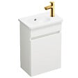 BURGBAD - Pack meuble suspendu lave-mains Joline blanc mat + Robinet lave-mains eau froide Duravit Wave Doré poli - vignette