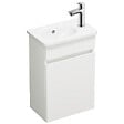 BURGBAD - Pack meuble suspendu lave-mains Joline blanc mat + Robinet lave-mains eau froide Duravit Wave Chromé brillant - vignette
