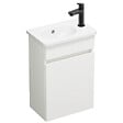 BURGBAD - Pack meuble suspendu lave-mains Joline blanc mat + Robinet lave-mains eau froide Duravit Wave noir mat - vignette